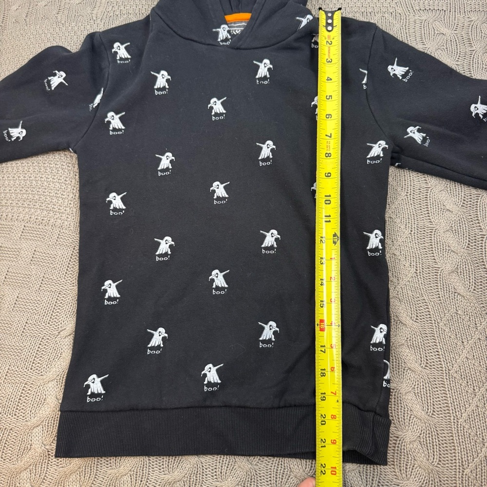 Denim & Flower Black Hoodie with Ghosts and “Boo” ~ 9/10 - Picture 5 of 11